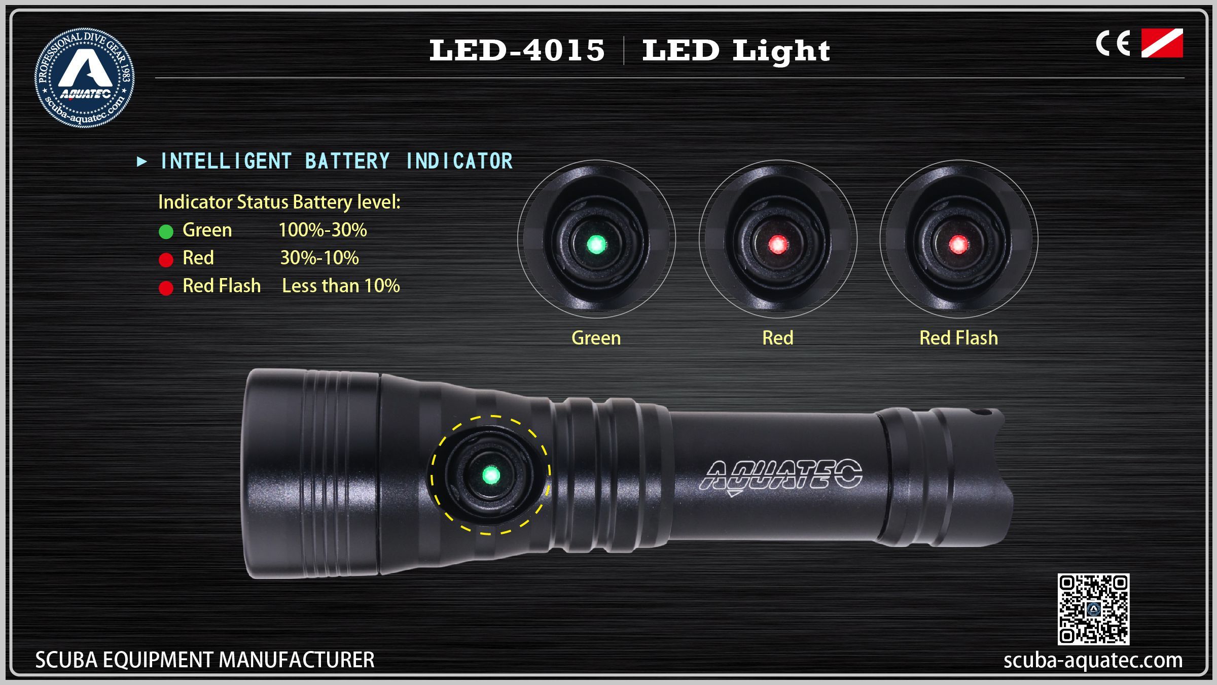 AQUATEC LED-4015 DeepSeeker স্কুবা লাইট IPX8 150m জলরোধী একুয়াটেক এলইডি-৪০১৫ ডীপসিকার স্কুবা লাইট টেইল ম্যাগনেটিক সুইচ অপারেশন
