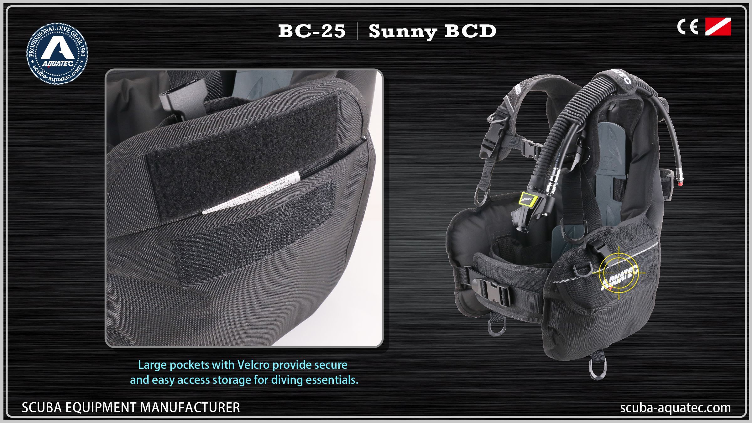 Aquatec BC-25 초보자를 위한 저렴한 스쿠버 BCD BC-25 아쿠아텍 스쿠버 OW 라벨 BCD