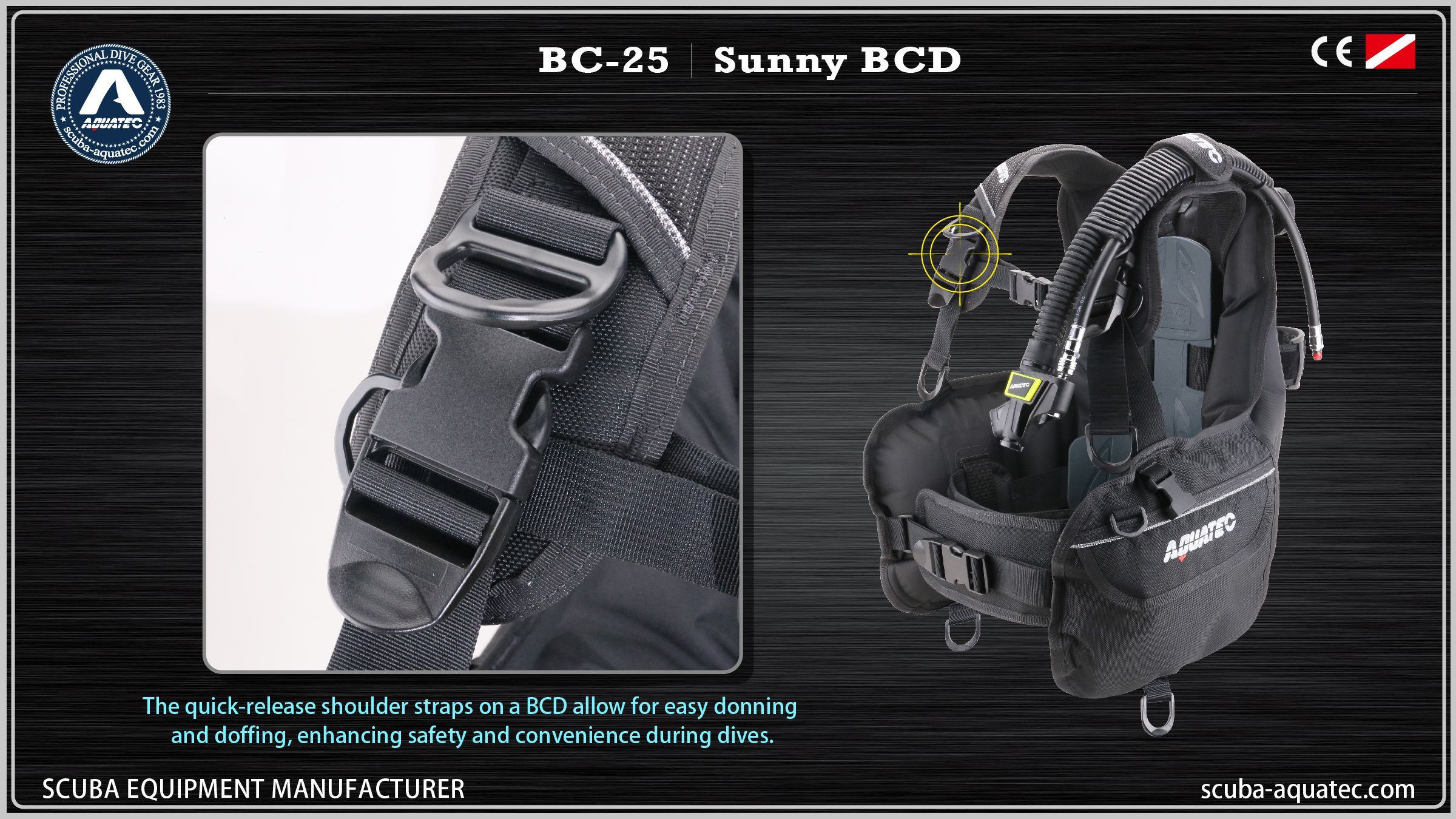 Aquatec BC-25 스쿠버 리스 부력 조절 장치 (BCD) BC-25 아쿠아텍 스쿠버 훈련 부력 조절 장치 (BCD)