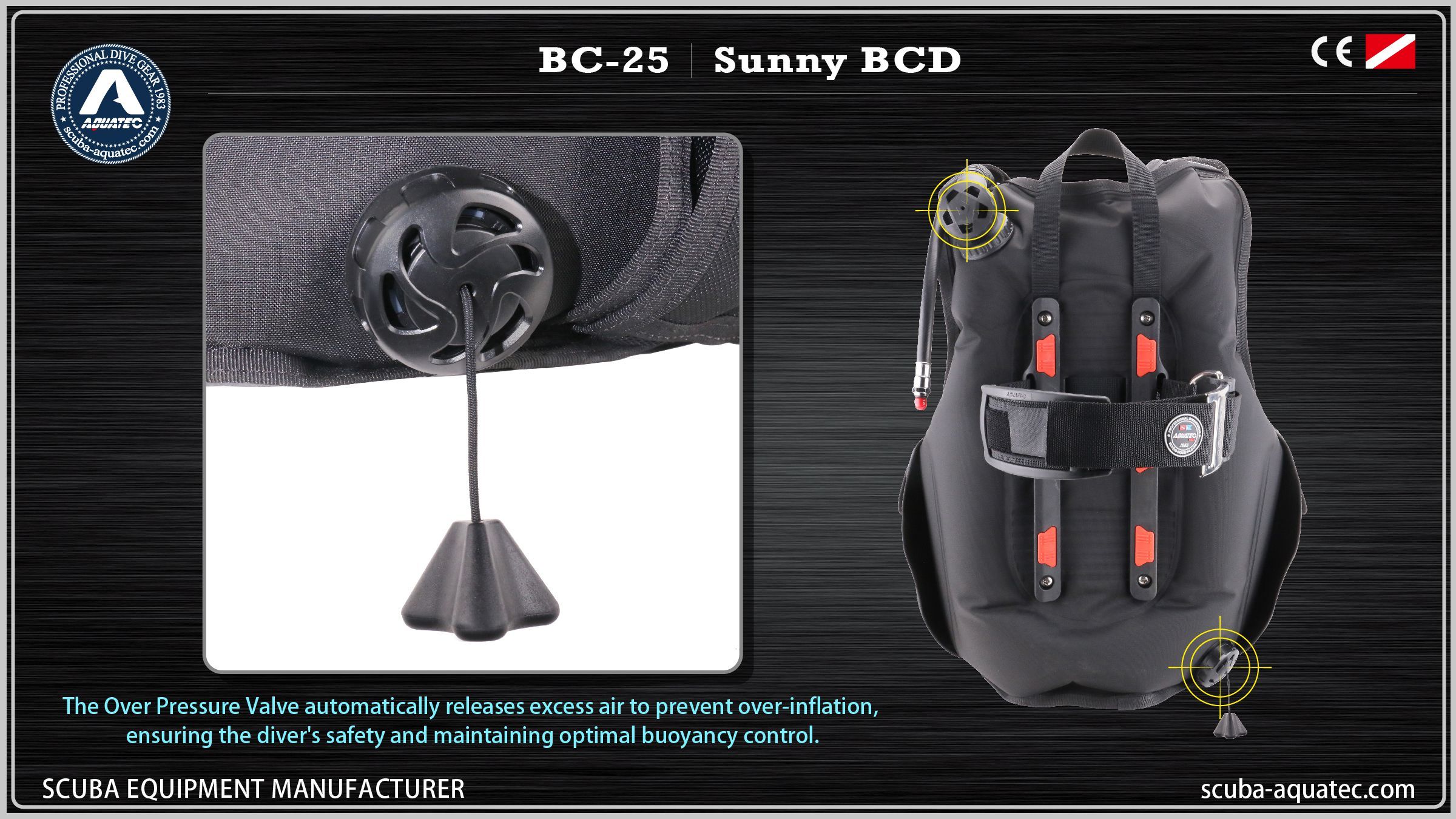 Aquatec BC-25 스쿠버 대여 BCD BC-25 아쿠아텍 입문자용 내구성 있는 스쿠버 BCD