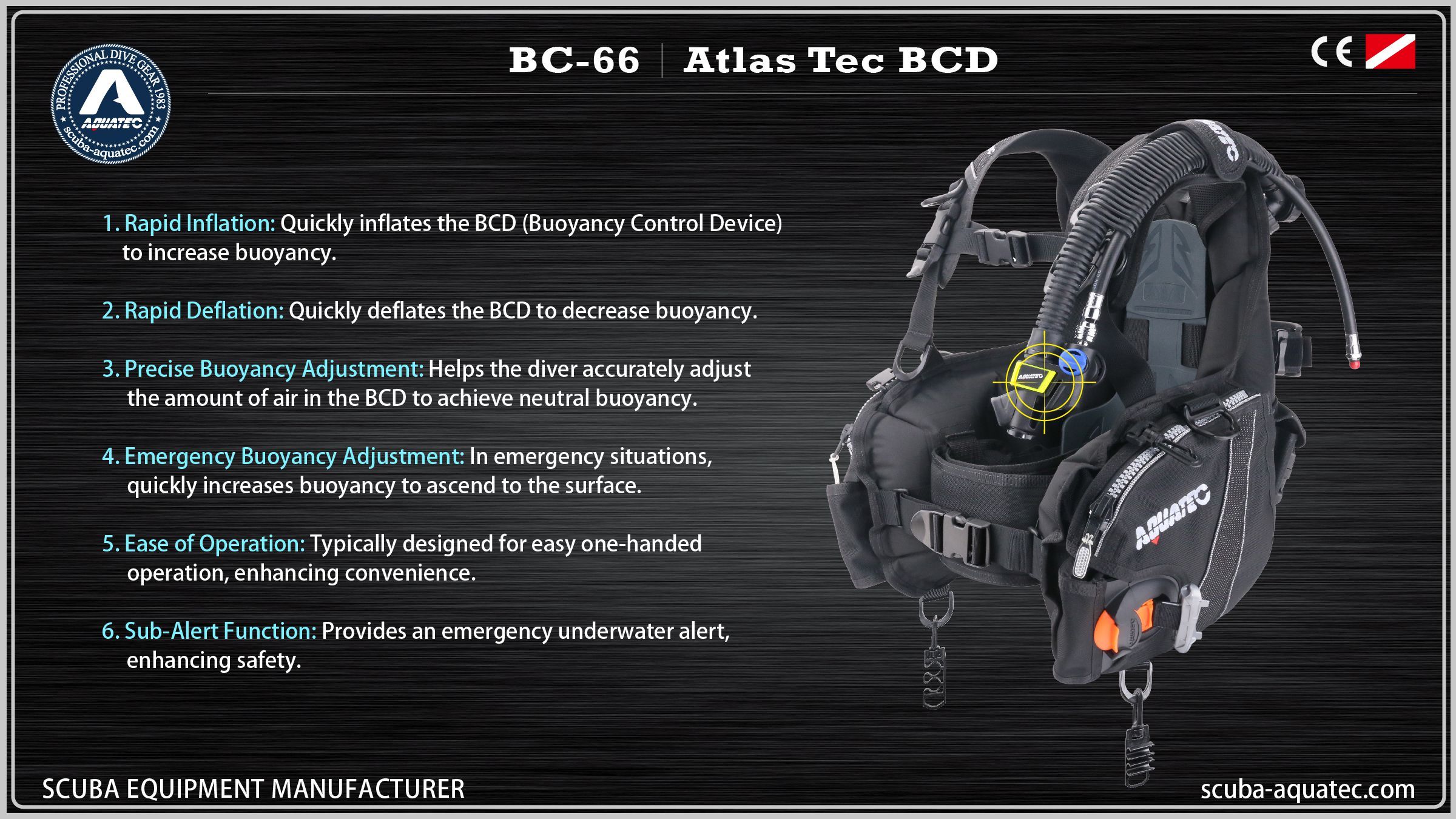 Aquatec BC-66 아틀라스 프로 테크 기술 다이빙 Aquatec BC-66 아틀라스 프로 테크 기술 다이빙