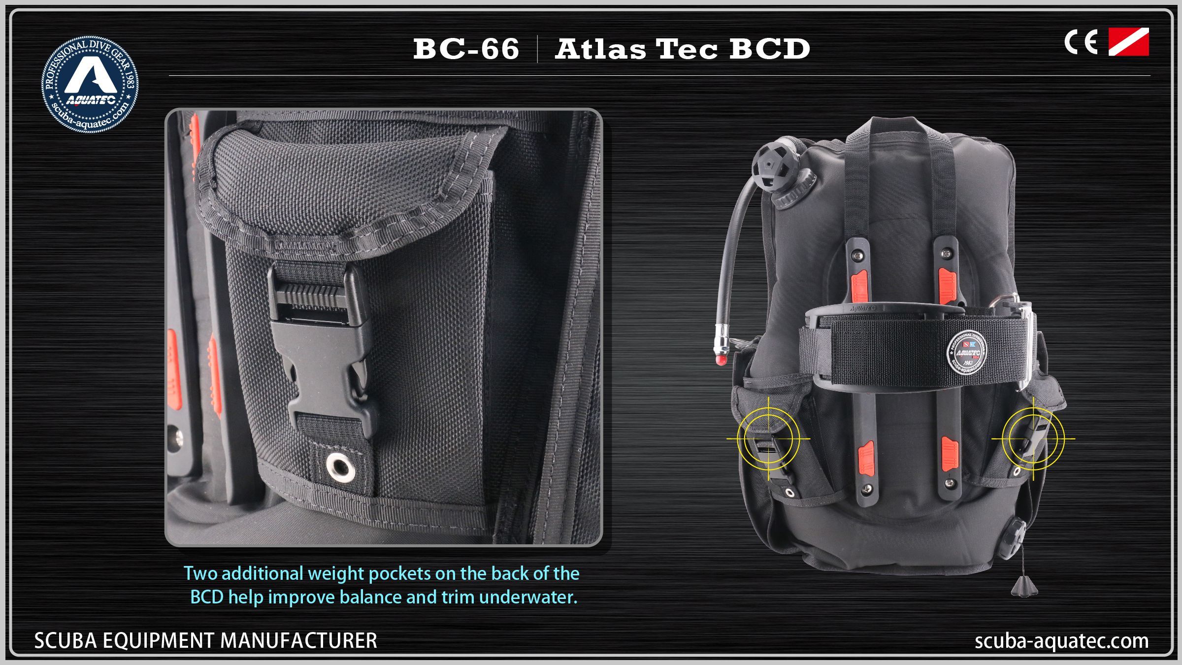 Aquatec BC-66 아틀라스 프로 확장 범위 다이빙 Aquatec BC-66 아틀라스 프로 확장 범위 다이빙