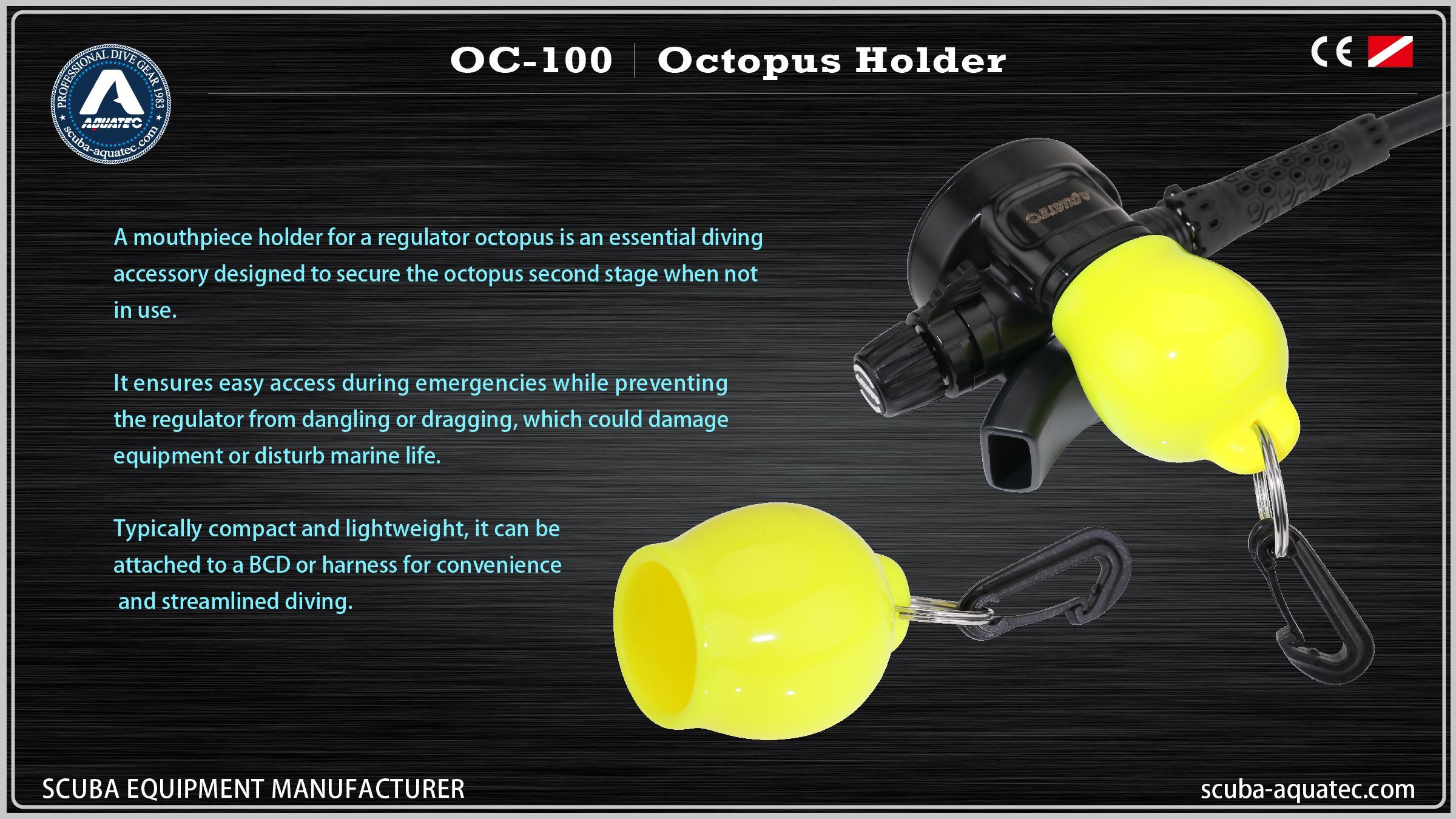 Giá đỡ miệng cho thiết bị lặn Aquatec OC-100 Van xả khí cho thợ lặn