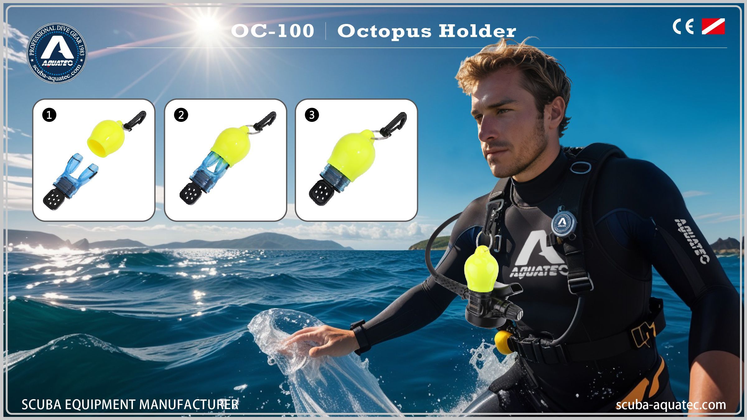 Giá đỡ miệng cho lặn Aquatec OC-100 Van xả khí cho thợ lặn