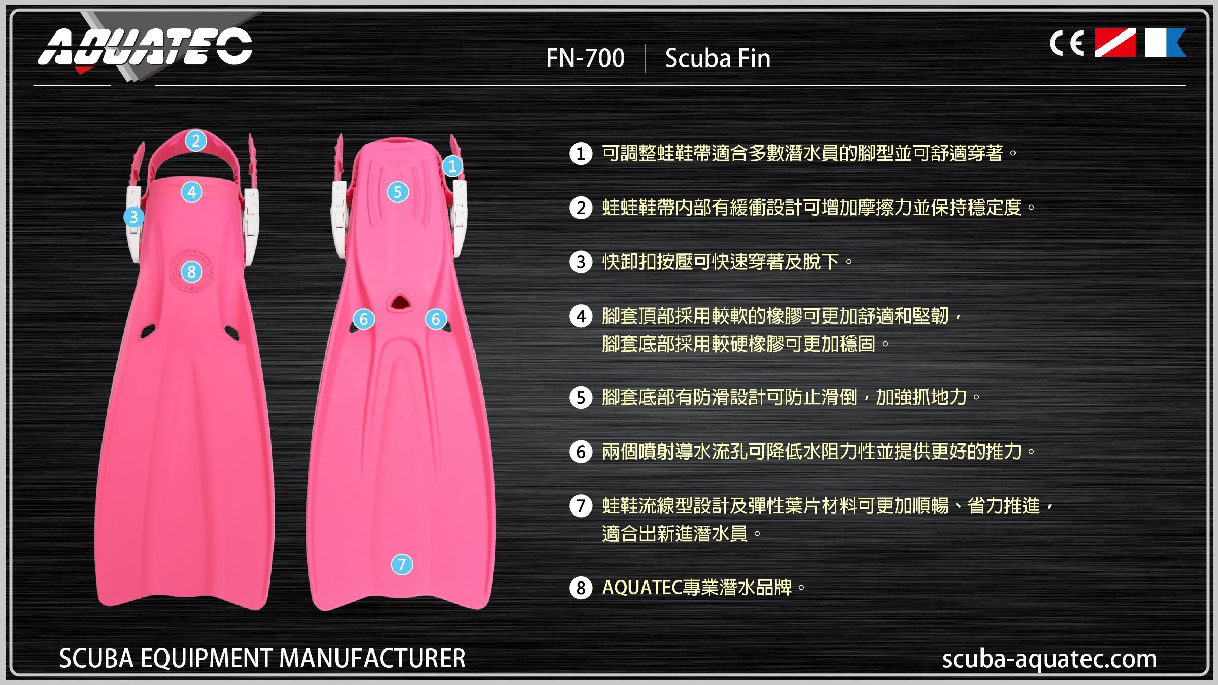 Scuba Aquatec 開放調正式蛙鞋 Aquatec Open Packet Fin