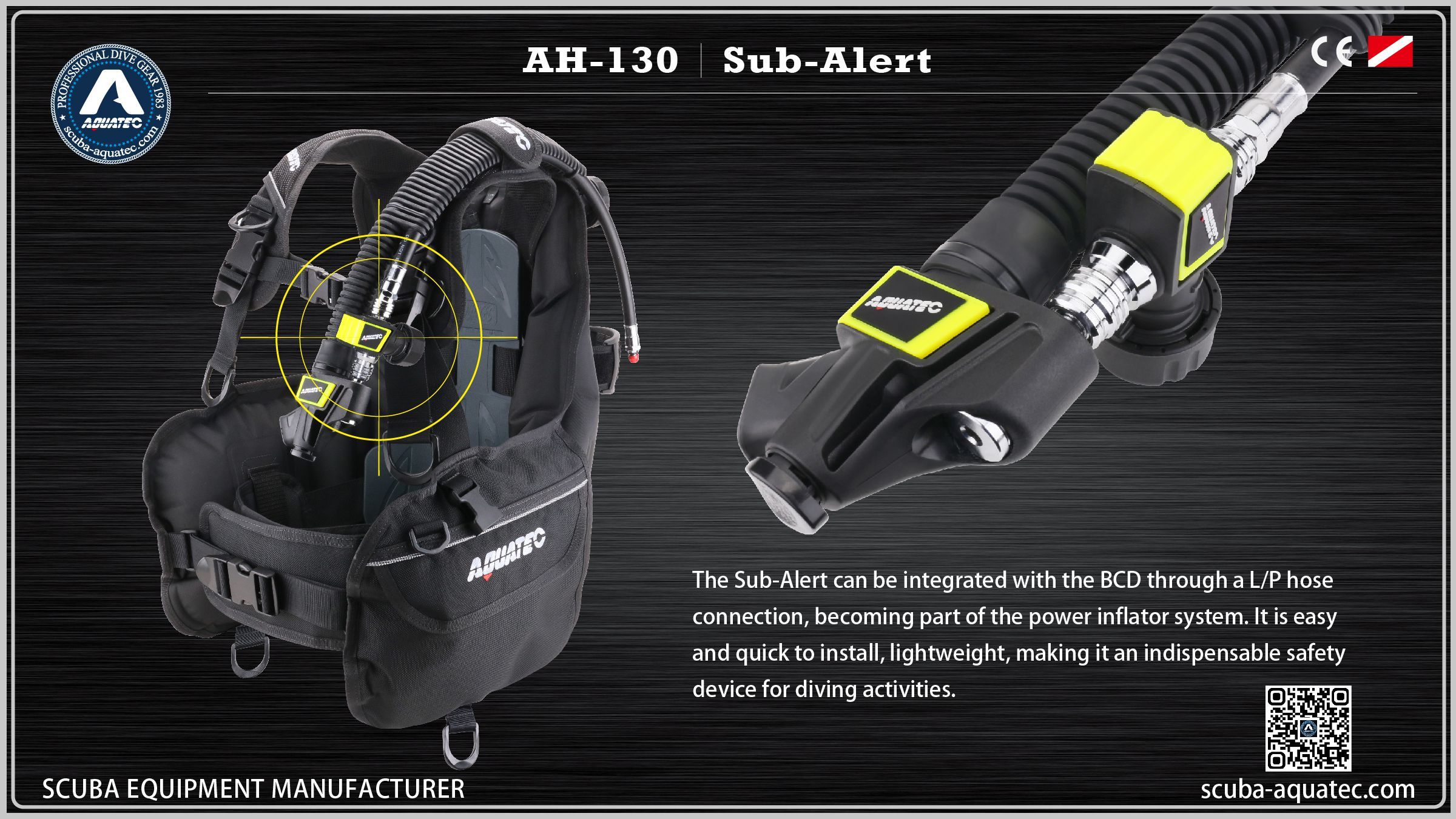 SCUBA AQUATEC Attrezzatura subacquea AH-130 SCUBA AQUATEC Sistemi di Allerta AH-130