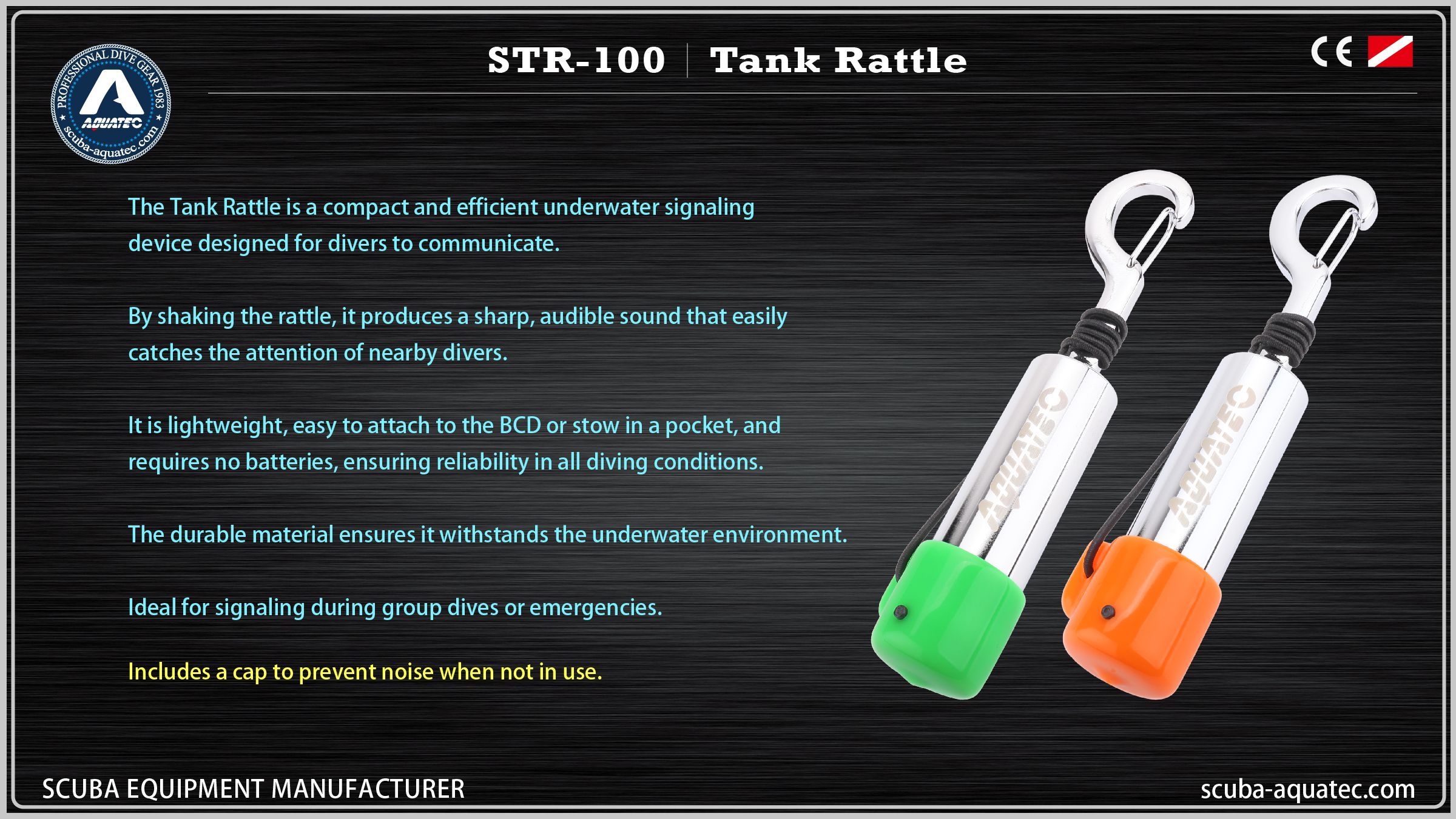 SMB Chuông Tín Hiệu Lặn Aquatec Có Kẹp STR-100